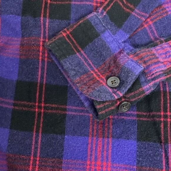 LL Bean Womens Plaid Slightly Fitted flannel shirt size Small Purple - Picture 6 of 6
